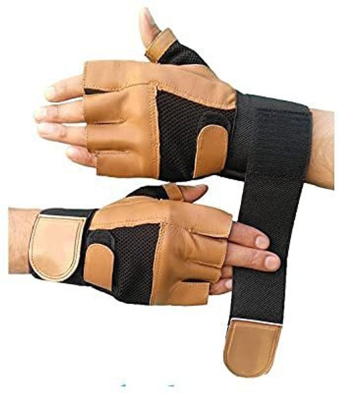 DreamPalace India Half Finger Riding Gloves with Long Wrist Support Riding Gloves  (Brown)