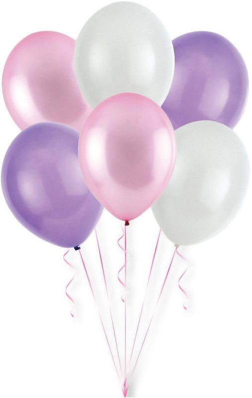 Masti Zone Solid Pack of 60 ( 20 Pink + 20 Purple + 20 White ) Colour Latex Balloons Balloon  (Multicolor, Pack of 60)