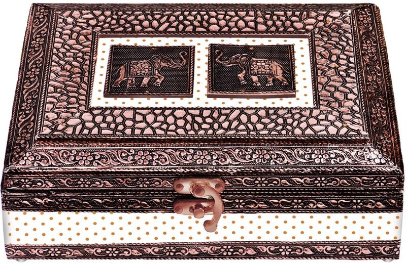 westfield 7x9 inch Elephant Print White Wooden Box, Wedding Gift Boxes, Gift for Girls Makeup and Jewellery Vanity Box  (White)