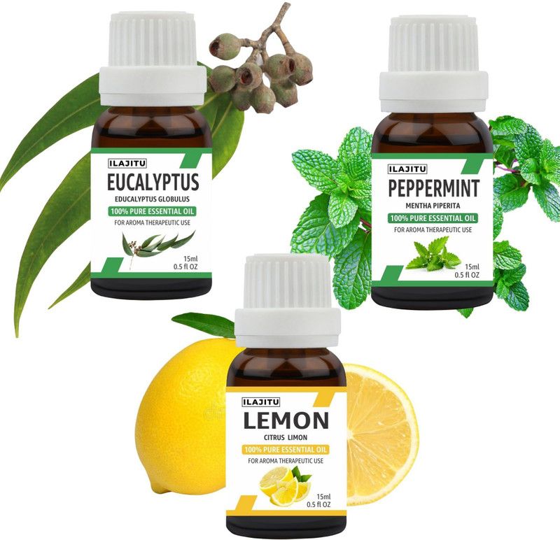 ILAJITU Eucalyptus,Lemon &Peppermint Essential Oil Pure,100% Therapeutic Natural Oil  (45 ml)