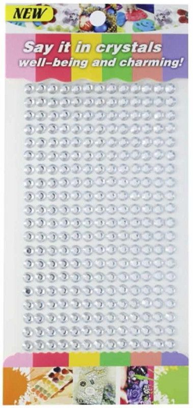 gofii Charming Fine Quality Colourful Round Pearl Stone Self Adhesive Crystal Stickers- silver for Art & Craft for Kids(Set of 3)