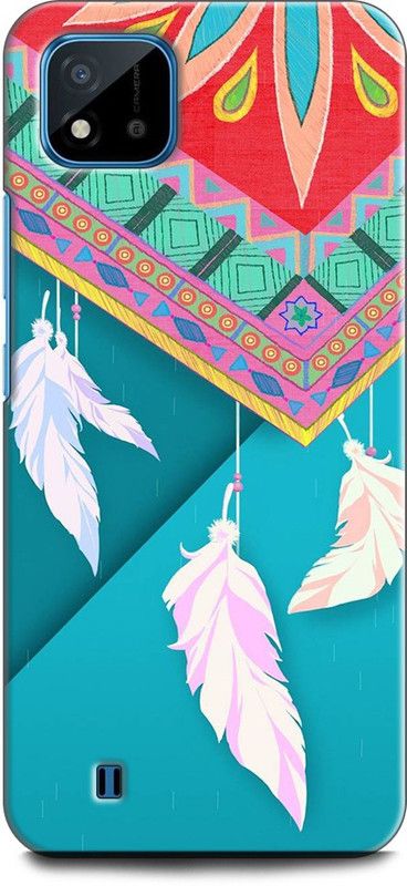 WallCraft Back Cover for Realme C20, RMX3063, RMX3061 FEATHER, DREAM CATCHER, COLORFUL, TEXTURE, PRETTY, ABSTRACT ART  (Multicolor, Dual Protection, Pack of: 1)