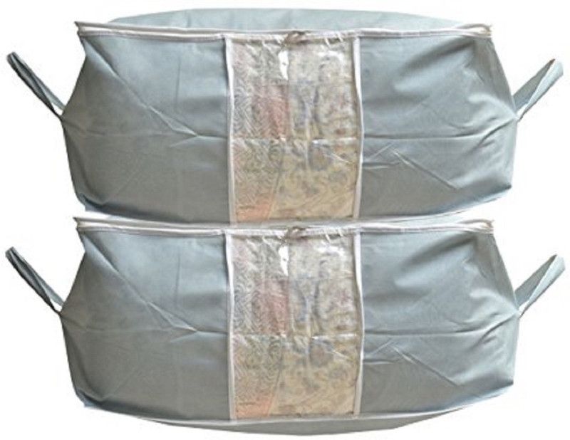 KUBER INDUSTRIES 2 Pieces Non Woven Underbed Storage Bag Set, Grey (Cloth02) Under Bed Storage