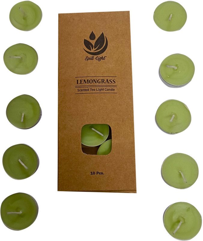 spill light Tealight(LG10) Candle  (Green, Pack of 10)