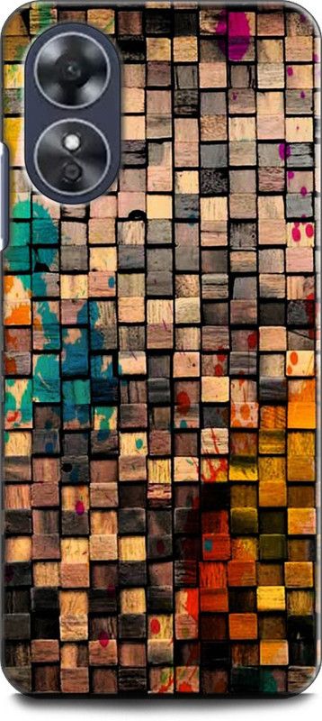 WallCraft Back Cover for OPPO A17, CPH2477 WOODEN, WALL, COLOURFULL, RETRO  (Multicolor, Dual Protection, Pack of: 1)