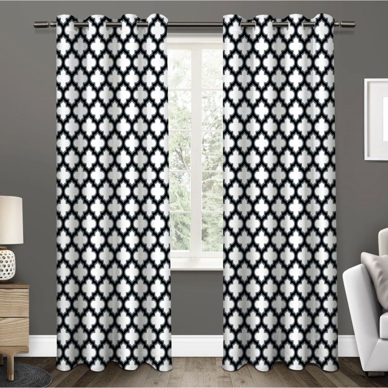 150 cm (5ft) Window Curtain  (White, Black, Pack of 2)