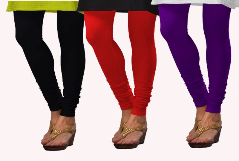 Yezi Churidar Western Wear Legging  (Black, Red, Purple, Solid)