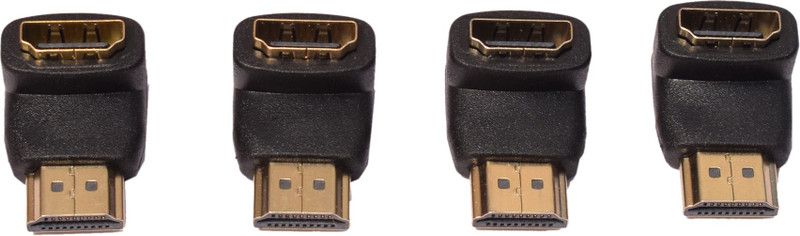 Acuf HDMI Adapter 0 m L Shape HDMI Jointer  (Compatible with LED TV, Computer, Black, Pack of: 4)