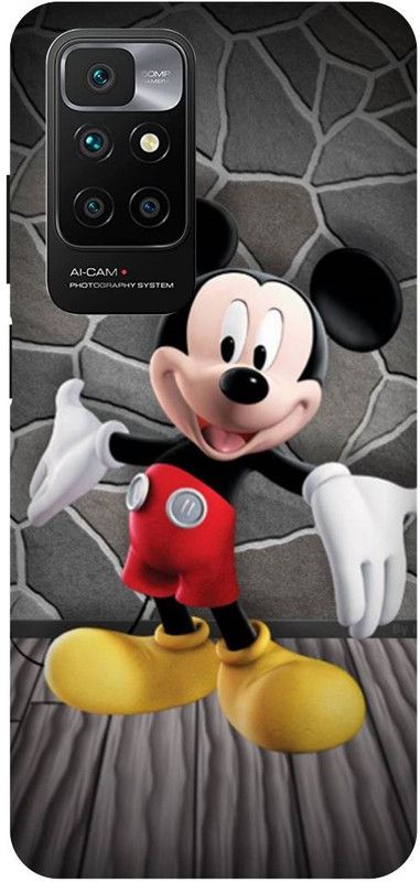 DIKRO Back Cover for REDMI 10 Prime, MICKEY, MOUSE, MINNIE, MOUSE, DOLL, TEDDY, LOVE  (Red, Hard Case, Pack of: 1)