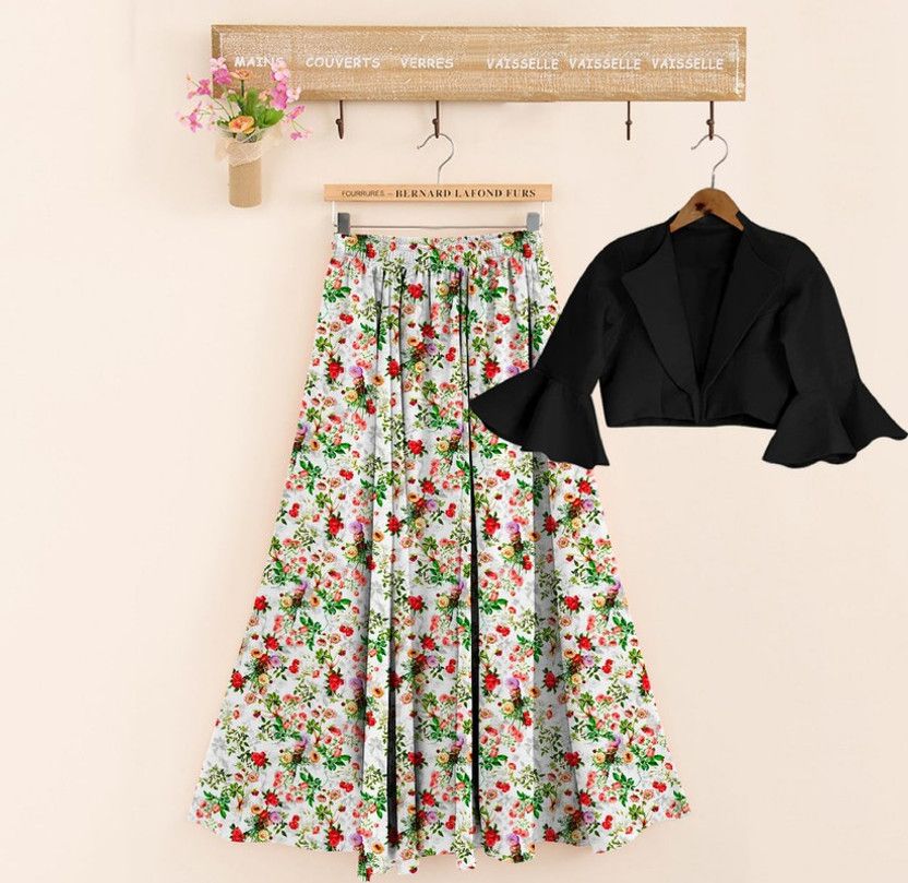 Women Modal Ethnic Top and Skirt Set