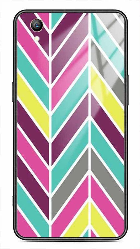 NDCOM Back Cover for VIVO Y91i Stripes Printed Glass Case  (Multicolor, Grip Case, Pack of: 1)