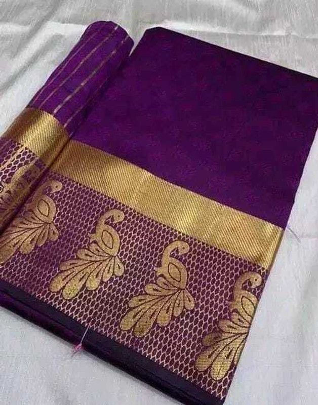 Animal Print Kanjivaram Art Silk Saree  (Magenta)