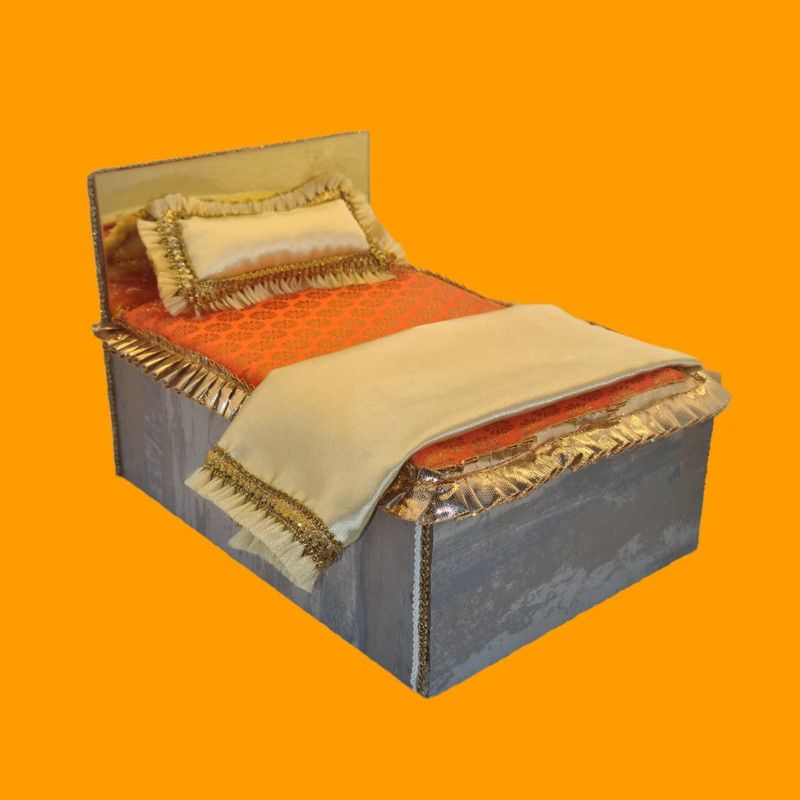 petaluma 2-3 No. Size Laddu Gopal ji ,Thakur ji Bed Comes With 1Pillow&Beautiful Mattress Wooden All Purpose Chowki  (Grey, Pack of 1)