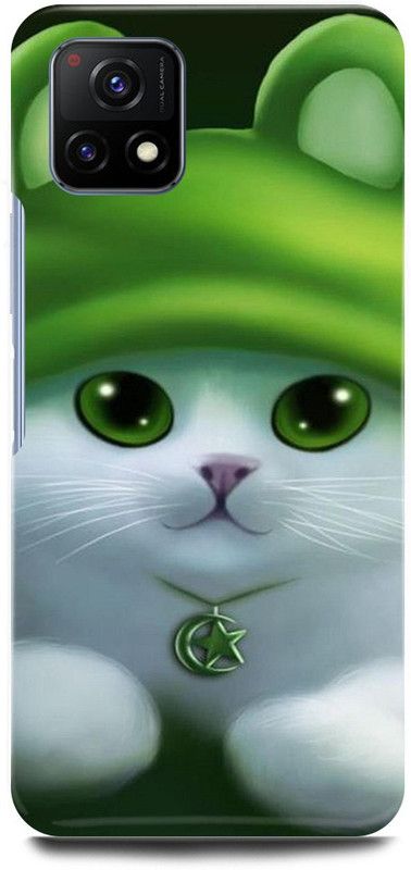 play fast Back Cover for Vivo Y72 5G, V2060 GREEN, CAP, CAT, CUTE, CAT, MEOW  (Green, Hard Case)
