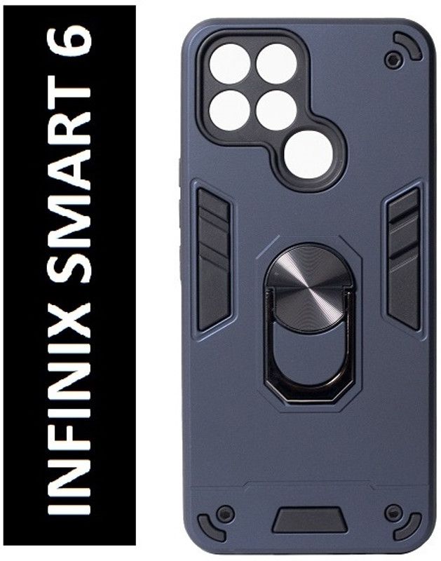 Vkmei Back Cover for Infinix Smart 6  (Blue, Ring Case, Pack of: 1)