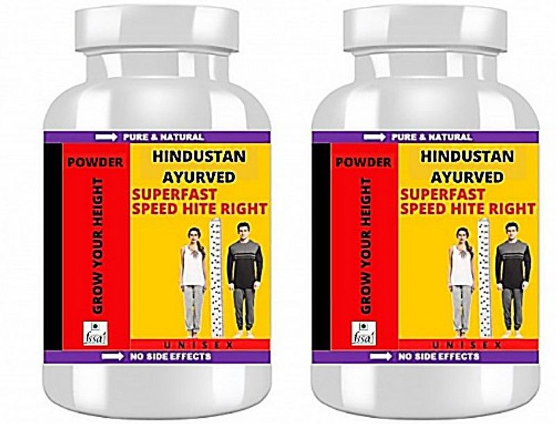 Hindustan Ayurved SUPERFAST SPEED HITE RIGHT, Height Increase Powder for HIGH HEIGHT 200gm Pack Of 2 Protein Bars  (200 g, Plane)