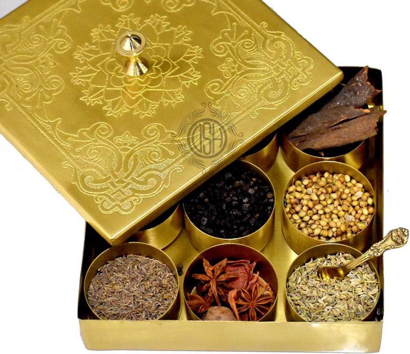 Dsh Brass Grocery Container - 100 ml  (Gold)