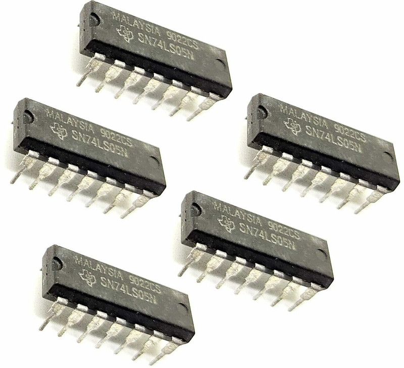 INVENTO 5Pcs SN74HC05N 7405 IC Inverter, 74HC05, 1 Input, 25 mA, 2 V to 6 V, DIP-14 Automotive Electronic Hobby Kit