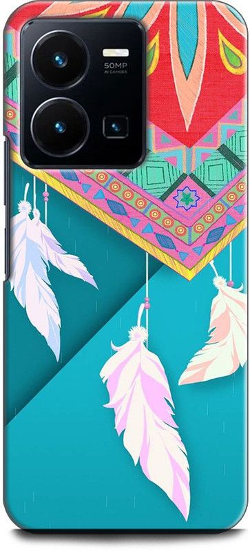 WallCraft Back Cover for Vivo Y35, V2205 FEATHER, DREAM CATCHER, COLORFUL, TEXTURE, PRETTY  (Multicolor, Dual Protection, Pack of: 1)