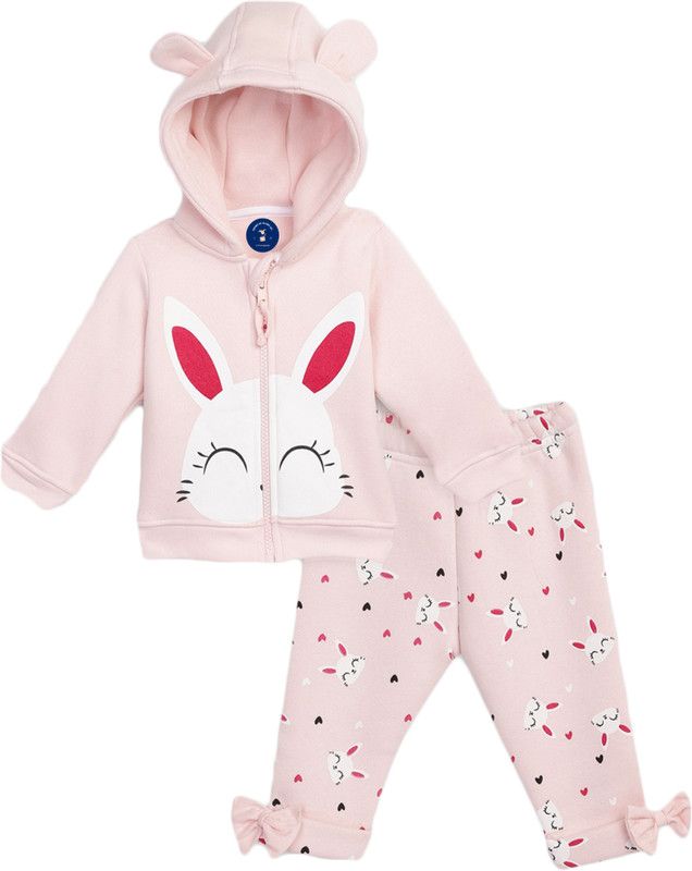 Baby Girls Casual Sweatshirt Pant  (Pink)