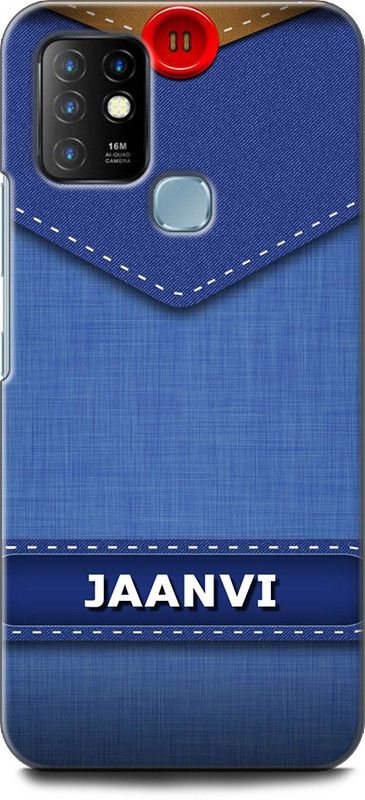 WallCraft Back Cover for Infinix Hot 10 JAANVI NAME, J LETTER, BLUE, JEANS, ALPHABET, DESIGN  (Multicolor, Dual Protection, Pack of: 1)