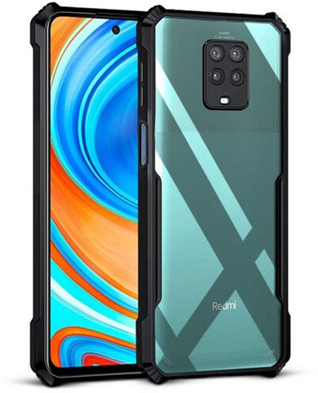 AKSP Bumper Case for Mi Redmi Note 9 Pro Max  (Black, Transparent, Dual Protection, Pack of: 1)