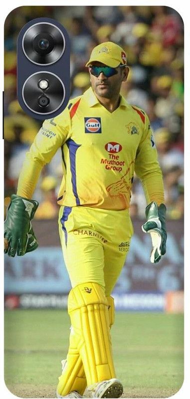 Dimora Back Cover for OPPO A17, MSDHONI 7 MAHENDRASINGHDHONI INDIA CRICKETPLAYER  (Yellow, Hard Case, Pack of: 1)