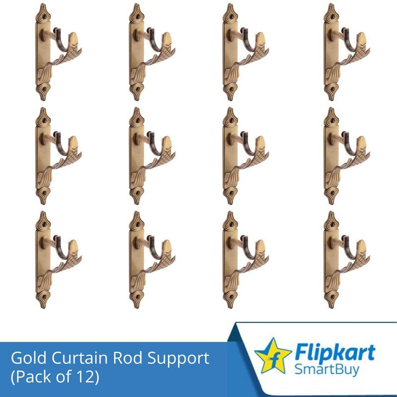 Flipkart SmartBuy Gold Curtain Knobs, Rod Rail Bracket Metal  (Pack of 12)