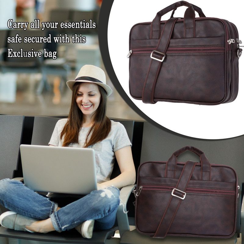 Xporiva 15.6 inch Laptop Bag/Messenger Bag/Leather Laptop Bag/Cross Body Bag / Business Waterproof Messenger Bag  (Brown, 10 L)