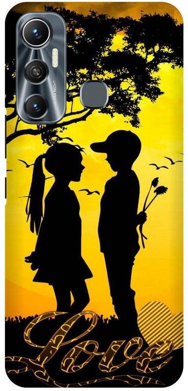 FIKORA Back Cover for Infinix Hot 11, X662, GIRL, CUTELOVE, COUPLE, VALENTINE, LOVER  (Yellow, Hard Case, Pack of: 1)