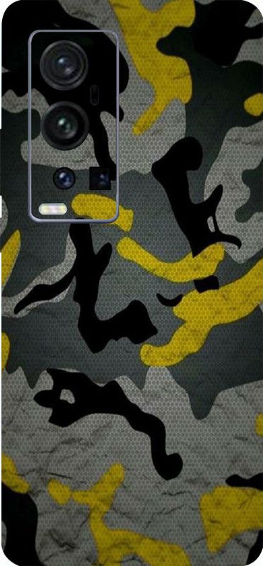 TJ CREATION Vivo X60 Pro Plus Mobile Skin  (Ultra Super Camouflage Military Yellow Skin With High Matte Finish.)