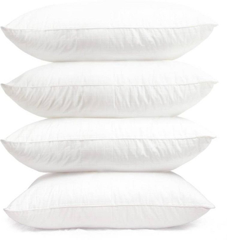 New panipat textile zone Polyester Fibre Solid Bed/Sleeping Pillow Pack of 4  (White)