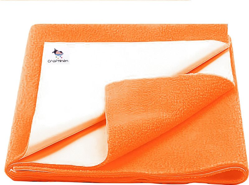 Craftlinen Microfiber Baby Bed Protecting Mat  (Orange, Small)
