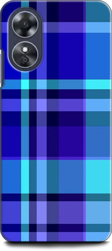 WallCraft Back Cover for OPPO A17, CPH2477 BLUE PLAID, TEXTURE, FABRIC, PATTERN  (Multicolor, Dual Protection, Pack of: 1)