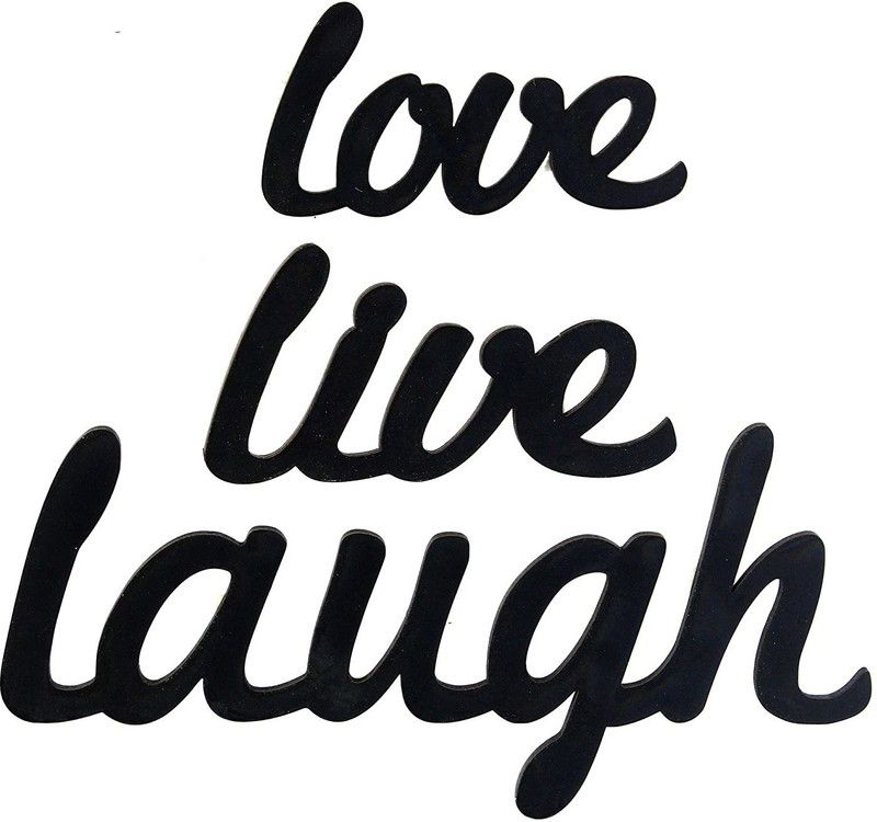 WEBELKART Designer Love Live Laugh MDF Cutout Ready to Hang Pack of 3  (Black)
