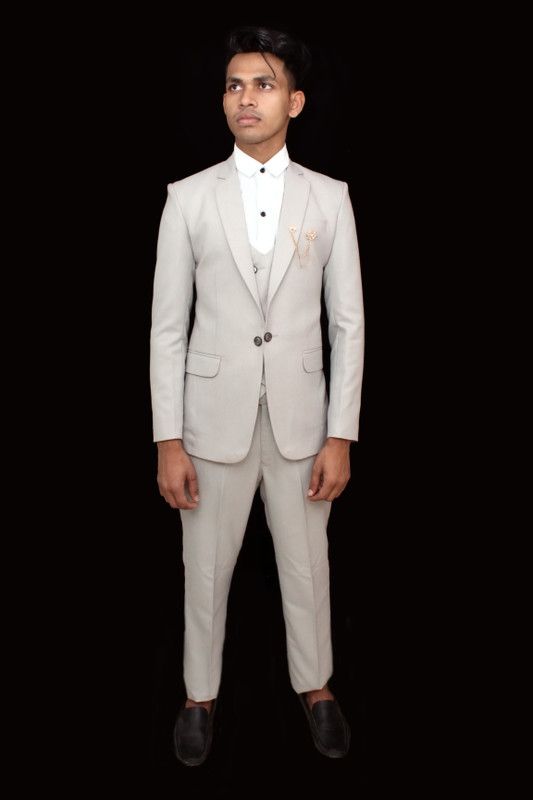 Men Single Breasted Solid Suit
