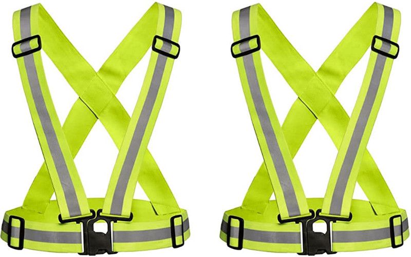 LAXMI Polyester High Visibility Protective Safety Reflective Vest Belt Jacket(Pack 2) Safety Jacket  (Green)