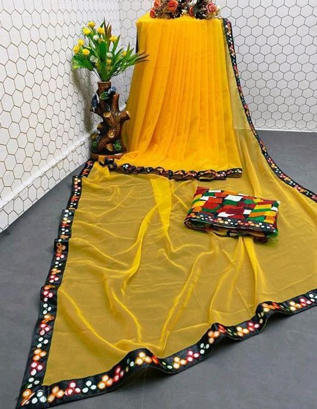 Banarasi Georgette Saree  (Yellow)
