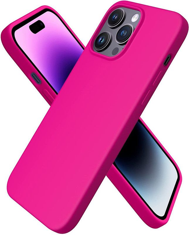 Vshop Back Cover for iPhone 14 Pro Case 6.1 Inch Case , Silicone Shockproof Slim Thin Phone Back Cover Case  (Pink, Camera Bump Protector, Silicon, Pack of: 1)