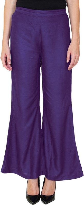 Girls Relaxed Purple Cotton Blend Trousers