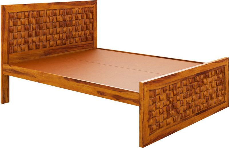 Home Edge Sheesham Wood Solid Wood Queen Bed  (Finish Color - Teak Finish, Delivery Condition - Knock Down)