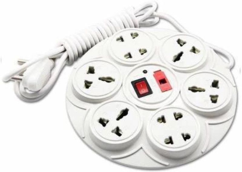 Shribalajielect 8socket Three Pin Plug  (White, Red)