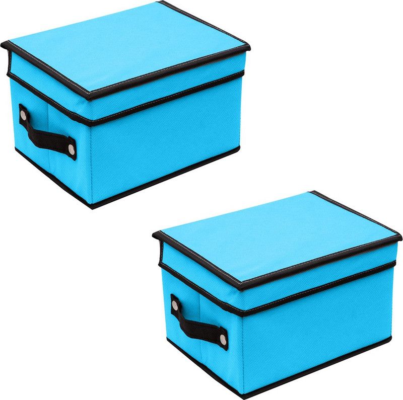 JustandKrafts 2 Multi-Functional Folding Storage Box Organizer, Storage Boxes for Toys, Baby Cloth,Medicines,Cosmatics, STC1014_Blue2  (Blue)