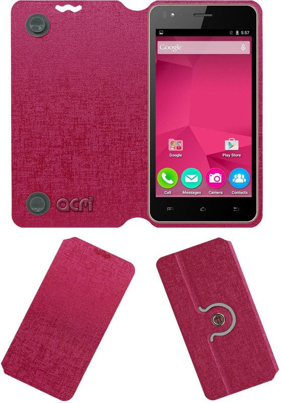 ACM Flip Cover for Micromax Canvas Bolt  (Pink, Cases with Holder)