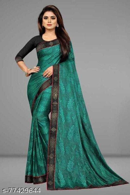 Fashion Lycra Blend Saree  (Dark Green)
