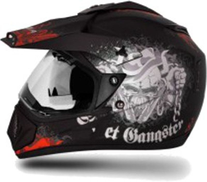 VEGA Off Road D/V Gangster Motorbike Helmet  (Black, Orange)