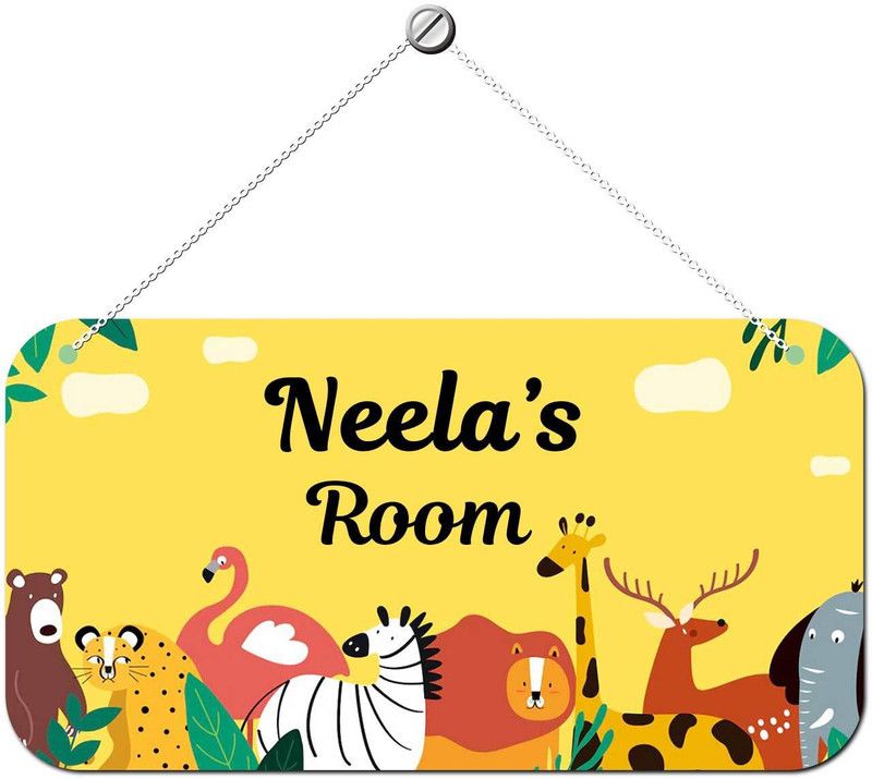 ARTBUG Wooden Neela Door Sign Kids Room Name Plate  (Multicolor)