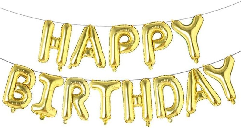 MZXQA Solid loons Banner/Reusable Balloons For Birthday Decoration Letter Balloon  (Gold, Pack of 13)