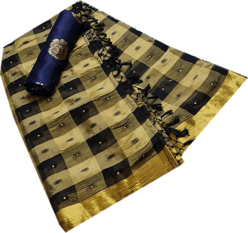Banarasi Viscose Rayon Saree  (Black, Cream)