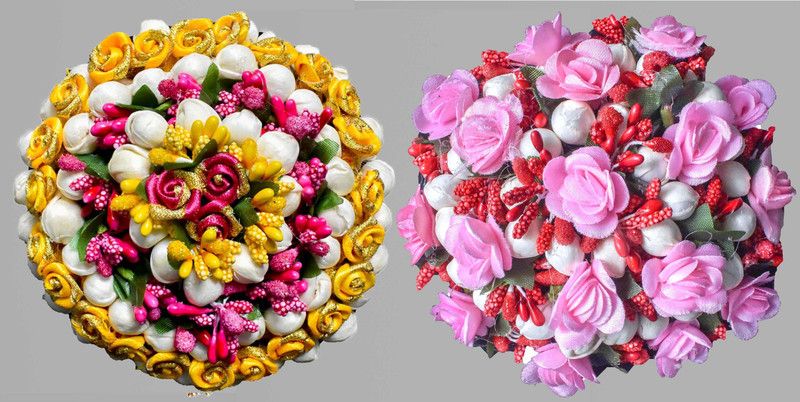Arosha Gorgeous and Stunning Hairstyles Pack Of 2 Hair Accessory Set(Yellow/Pink) Bun  (Multicolor)